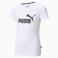 Tricou bumbac alb Puma Essentials Logo fetite