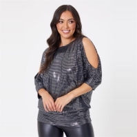 Be You Glitter Cold Shoulder Top