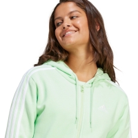 Bluza Hanorac adidas Essentials 3-Stripes Full-Zip pentru femei verde deschis