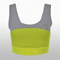 Bustiera fitness Puma Transition Crop Top Femei gri galben