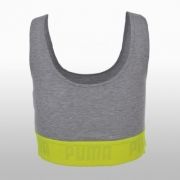 Bustiera fitness Puma Transition Crop Top Femei gri galben