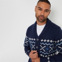 Threadbare Fairisle Shawl Collar Knitted Cardigan