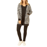 Yumi Yumi Black Zebra And Leopard Knitted Cardigan