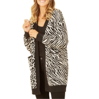 Yumi Yumi Black Zebra And Leopard Knitted Cardigan