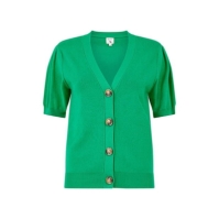 Yumi Yumi Green Ribbed Knitted Cardigan