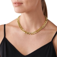 Michael Kors 14K Gold Plated Brass Pave Curb Necklace