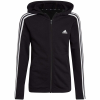 Hanorac Bluza dla dzieci adidas Essentials 3-Stripes Full-Zip czarna IC3634