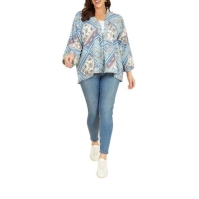 Mela London Mela London Blue Satin Chain Print Kimono