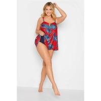 Maiou tip tankini inot YOURS Curve Red Palm Leaf