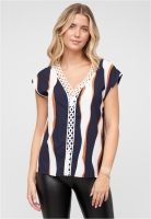 V-Neck Top mit Hkelbordre und Wellen Print Cloud5ive