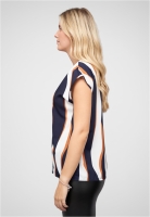 V-Neck Top mit Hkelbordre und Wellen Print Cloud5ive