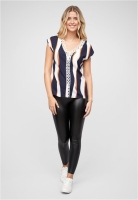 V-Neck Top mit Hkelbordre und Wellen Print Cloud5ive