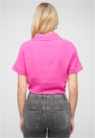 Cropped Baumwoll Bluse mit Knopfleiste & Tunnelzug Cloud5ive