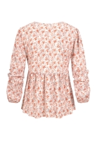 V-Neck Bluse mit Rschendetails und Blumen Print Cloud5ive