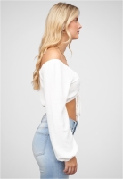 Kurze V-Neck Bluse mit Ballon䲭eln & Raffdetail vorne Cloud5ive