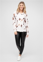 Langarm Bluse mit Knopfleiste und All Over Abstrakt Print Cloud5ive