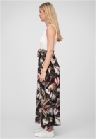 Maiou Cloud5ive Damen Maxi Kleid 2-Tone mit Bindeg?rtel Tropical Print