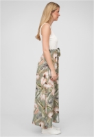 Maiou Cloud5ive Damen Maxi Kleid 2-Tone mit Bindeg?rtel Tropical Print