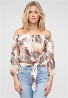 Off-Shoulder Bluse mit Knotendetail und Rschen Cloud5ive