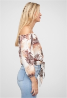 Off-Shoulder Bluse mit Knotendetail und Rschen Cloud5ive