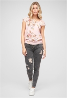 Spitzen Top mit V-Neck und Blumen Print Cloud5ive