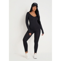 Missy Empire Maneca Lunga Plunge Jumpsuit