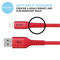 MiTEC MITEC 1M MFI LIGHTNING BRAIDED CABLE RED