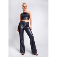 Missy Empire Over Faux piele Flare Trouser