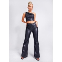 Missy Empire Over Faux piele Flare Trouser