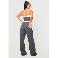 Pantalon Combat Missy Empire Satin Fold Over Waist Wide Leg