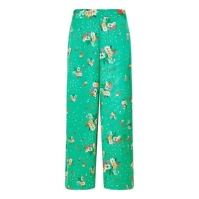 Pantalon Combat Yumi Yumi Green Floral Satin Wide Leg