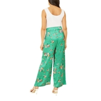 Pantalon Combat Yumi Yumi Green Floral Satin Wide Leg