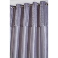 Homelife Striped Metallic Cuff with Faux Silk Eyelet Curtains