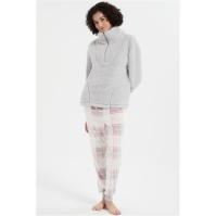 Linea Check Quarter Zip Lounge Set