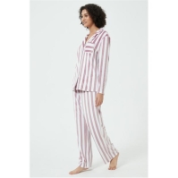 Pijama Linea Stripe Velour Button Through Set