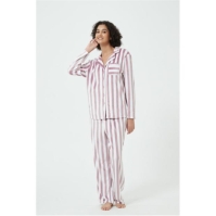 Pijama Linea Stripe Velour Button Through Set