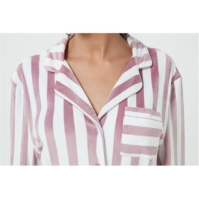 Pijama Linea Stripe Velour Button Through Set