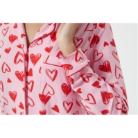 Pijama Linea Scribble Heart Soft Touch Button Through Set