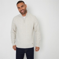 Threadbare Cable Knit Quarter Zip Jumper With Wool