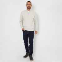 Threadbare Cable Knit Quarter Zip Jumper With Wool