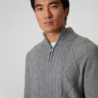 Threadbare Quarter Zip Cable Knit Jumper