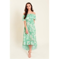 Rochie Be You Frill Bardot Dip Back Midi