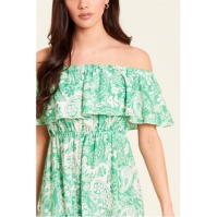 Rochie Be You Frill Bardot Dip Back Midi