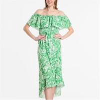 Rochie Be You Frill Bardot Dip Back Midi