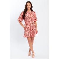 Rochie Be You Puff Slv Tie Waist