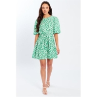 Rochie Be You Puff Slv Tie Waist