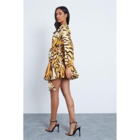 Rochie I Saw It First Premium Satin Woven Tiger Tie Waist Skater