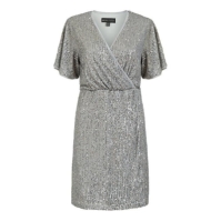 Rochie Mela London Mela London Silver Sequin Kimono Sleeve Wrap