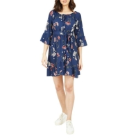 Rochie Mela London Mela London Navy Floral Bardot Frill Skater