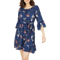 Rochie Mela London Mela London Navy Floral Bardot Frill Skater